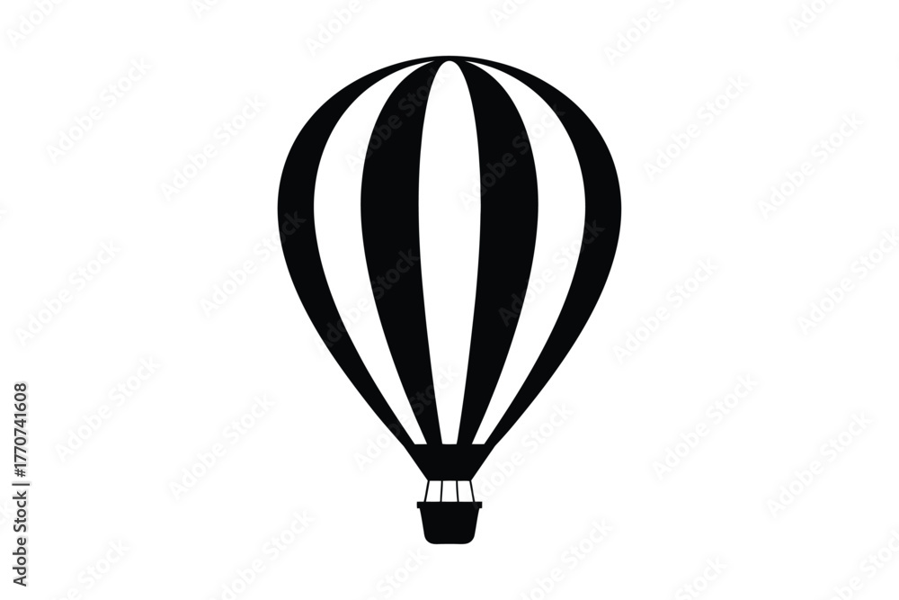 Naklejka premium Classic black and white hot air balloon silhouette icon
