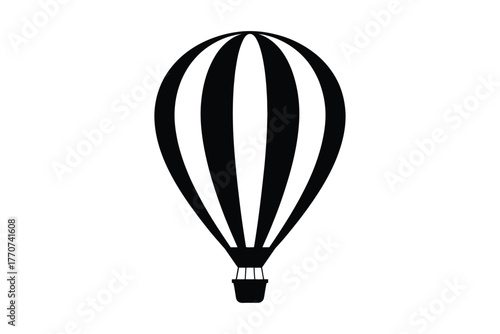 Classic black and white hot air balloon silhouette icon