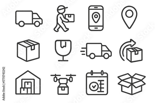 Vector text playful icons line transparent express symbol delivery medium map icon