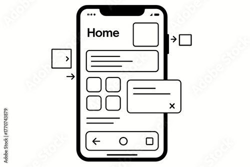 Navigation minimalist layout icon controls app page background vector organized interface taskbar