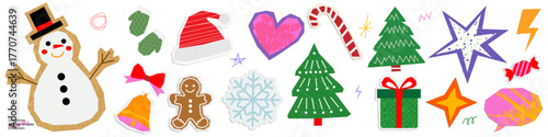 collage shapes collection for Christmas papercut scrapbook