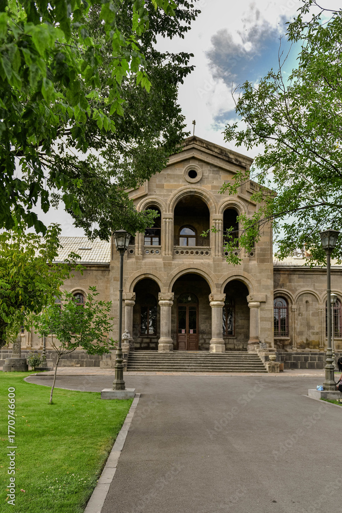 Fototapeta premium Adjacent buildings. Cathedral of the Armenian Apostolic Church of Etchmiadzin, 4th century. Vagharshapat, Armavir Province, Armenia.