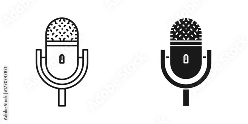 Condenser microphone icon in black and white, showing a simple design