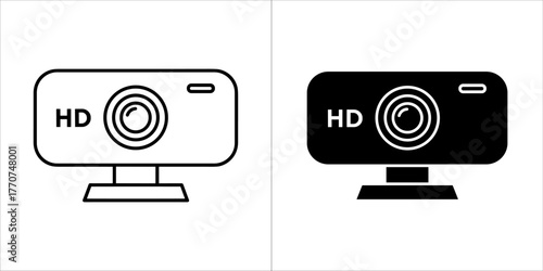 Webcam icon, computer camera video conference