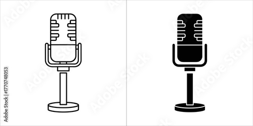 Classic microphone vector icon illustration for podcasting or recording