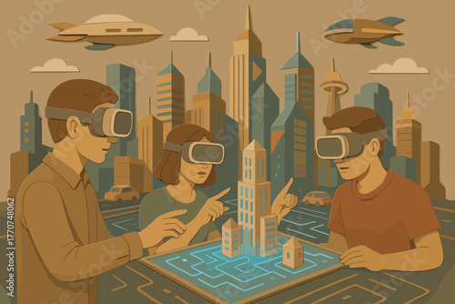 Icon typography no maps chinese vector futuristic cityscape skyscrapers symmetry style vintage