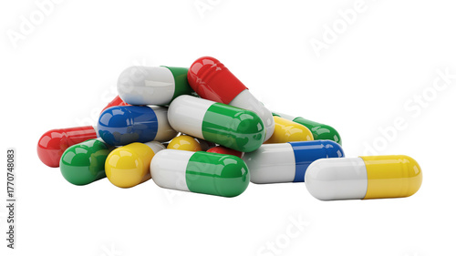 Vibrant pile of colorful medical capsules and pills symbolizing health, treatment, and pharmaceutical innovation for healthcare concepts