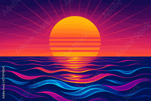 Any reflective speech sunset no synthwave icon vector full chinese typography neon