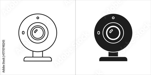Webcam icon in line and glyph style for video conferencing