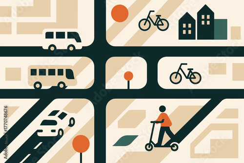 Flat white icon palette dynamics clean vector no speech chinese urban mobility