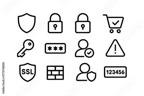 Buyer icon no firewall verified e transparent company commerce vector alert text