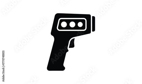 Black silhouette icon of a non contact infrared thermometer gun