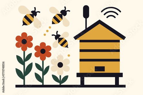 Strong no vector monitoring clean farm chinese beehive smart icon palette letters