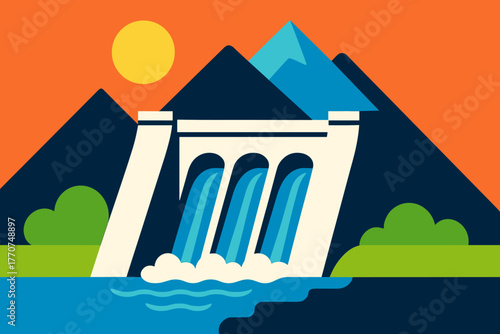 Vector design clean geometric no labels hydroelectric flat speech negative vivid renewable