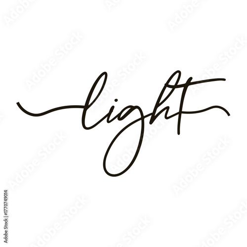Elegant Script Word 'Light' in Black Calligraphy