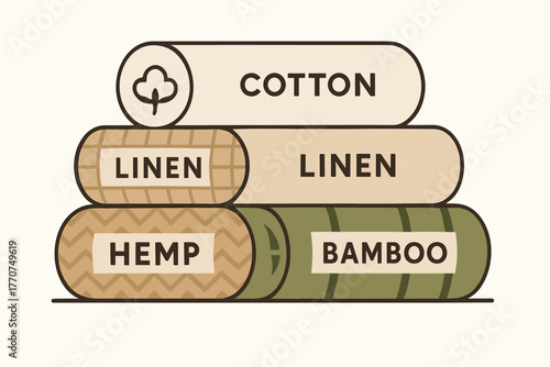 Composition vector cotton fabric muted organic rolls linen geometric icon background style