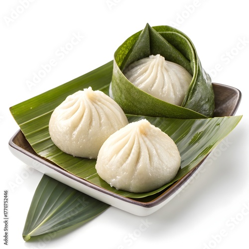 Bhapa Pitha Isolated on White Background