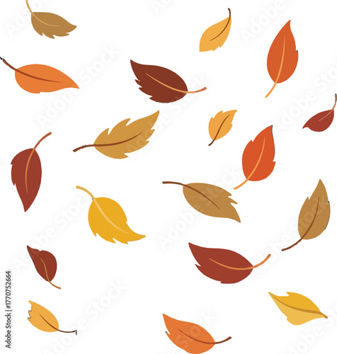 Autumn leaves gently falling in warm colors, perfect seasonal background