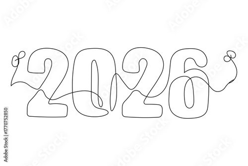 2026 New Year Continuous One Line Drawing,
2026 New Year Continuous One Line Drawing Vector Illustration,
Editable Stroke Design