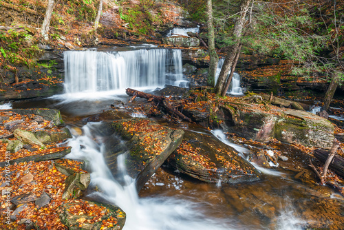 Ceneca Falls in autumn. Ricketts Glen State Park. Pennsylvania