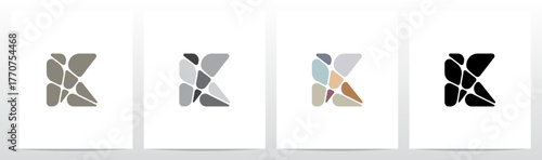 Pebbles Small Rock Flat Color Letter Initial Logo Design K
