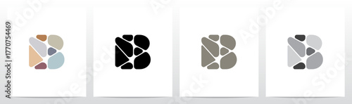 Pebbles Small Rock Flat Color Letter Initial Logo Design B