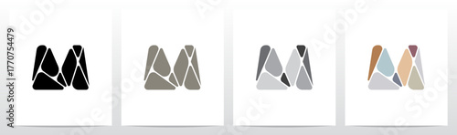 Pebbles Small Rock Flat Color Letter Initial Logo Design M