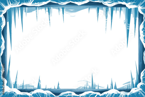 An icy border frame with dripping icicles and frost.