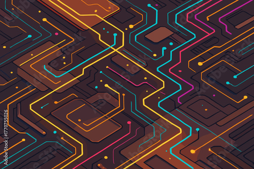 Cohesive boards abstract design icon numbers no labels style speech futuristic circuit