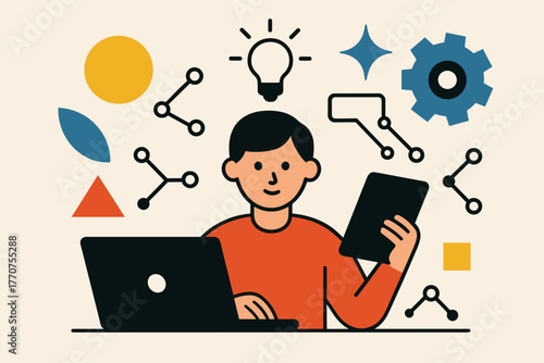 Digital geometry student bubbles icon balanced learning any vector creativity letters