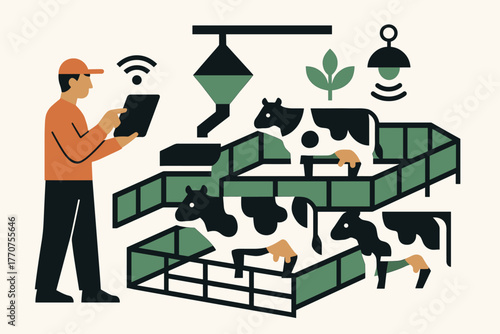 Livestock checking numbers smart limited icon typography farm no bubbles design vector