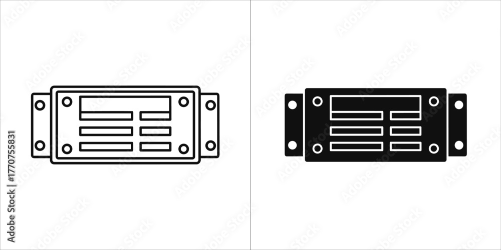Fototapeta premium Black and white nameplate icon, simple vector illustration