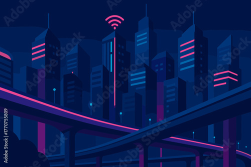 Highway labels smart vector city style flat illuminated text negative icon no