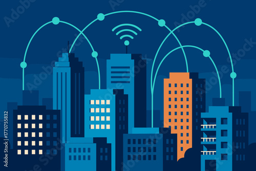 Futuristic representing communication vector city clean cohesive marks no icon colors style