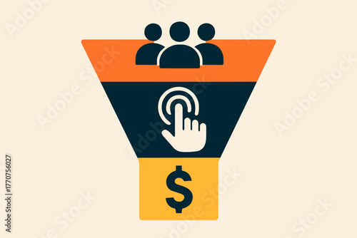 Characters no emojis bold geometric vector any icon marketing engagement minimalism funnel