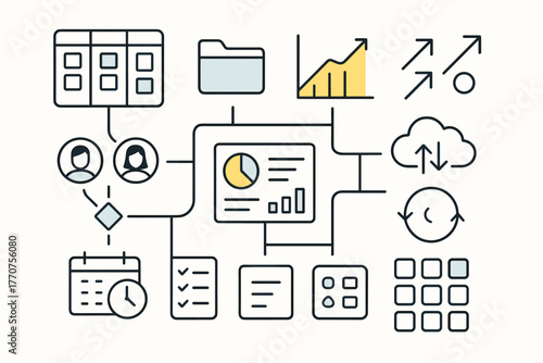 Folder vector board task icon time apps geometric remote symbols minimalist white