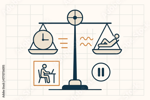 Equilibrium mindful vector layout icon balanced design alignment productivity rest geometric clean