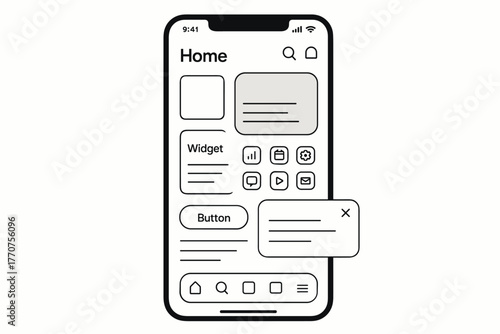 Geometric minimalist app white minimal organized icon composition vector taskbar design interface
