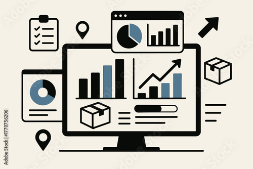 Charts clarity arrow vector analytics icon graphs logistics geometric shipment screens dashboard