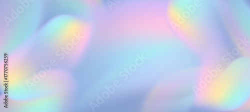 Soft pastel gradient background with dreamy holographic light and subtle rainbow glow. Abstract mesh blend in mermaid and unicorn color palette, wallpaper for fantasy and magic designs.