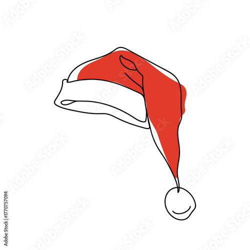 red santa hat hand drawn with lines