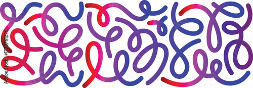 Abstract looping line design, colorful swirl pattern, fluid vector art, vibrant gradient curves, modern decorative element, dynamic motion, stock illustration