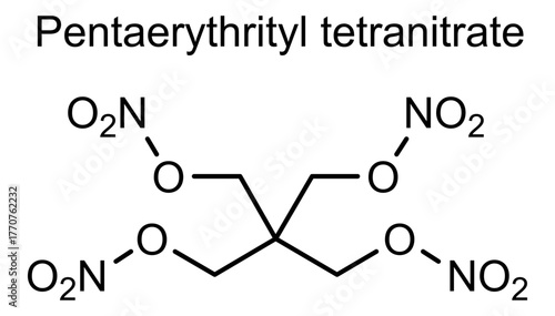 Pentaerythrityl tetranitrate, chemical structure of pentaerythrityl tetranitrate, drug substance