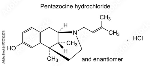 Pentazocine hydrochloride, chemical structure of pentazocine hydrochloride, drug substance