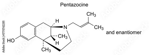 Pentazocine, chemical structure of pentazocine, drug substance