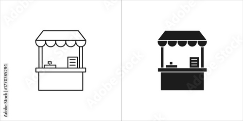 Black market stall icon, trade stand silhouette symbol