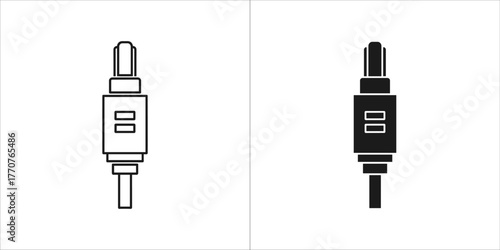 Black and white audio jack icon in simple style