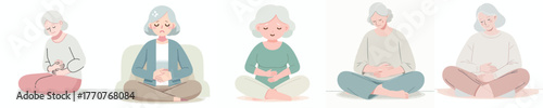 vector of a grandmother experiencing digestive problems