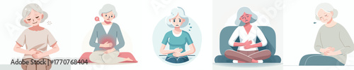 vector of a grandmother experiencing digestive problems