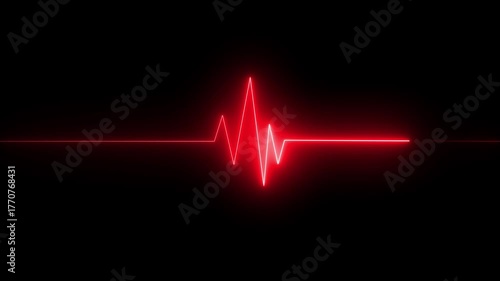 Neon Digital heartbeat plus animation. Heart Beat Pulse animated video, medical concept heart beat graph.